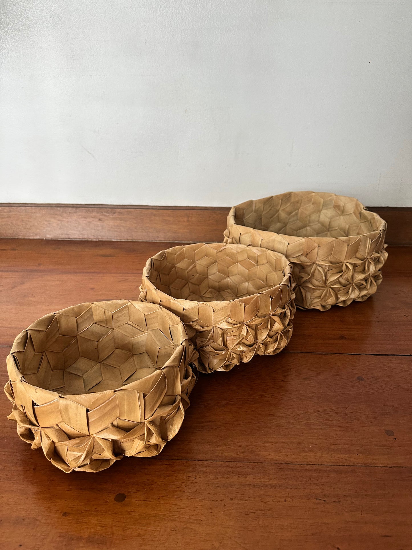 Floral Weave Basket - 3pc Set (3 sizes)