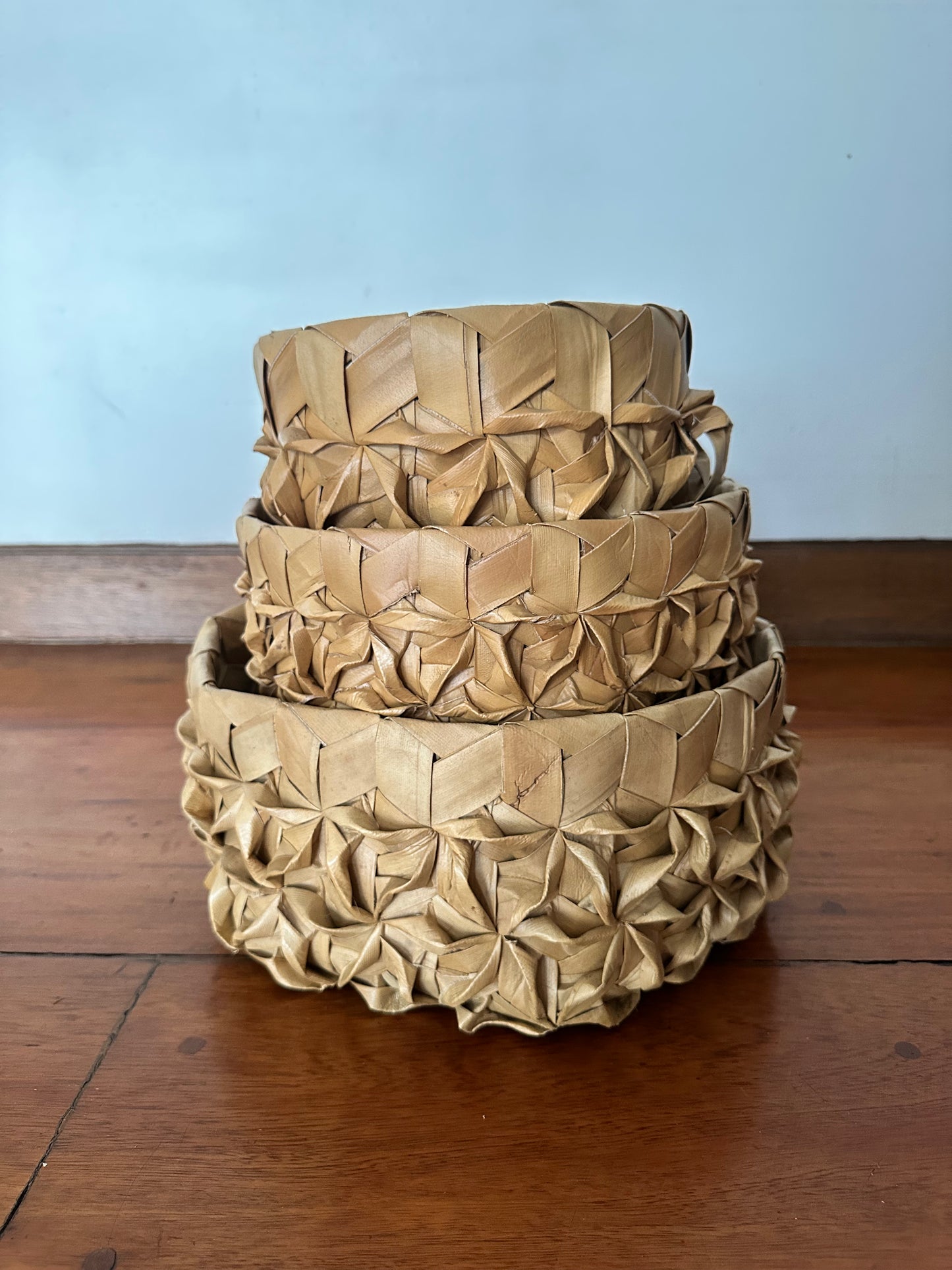 Floral Weave Basket - 3pc Set (3 sizes)