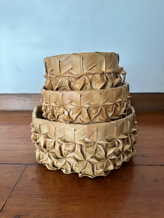 Floral Weave Basket - 3pc Set (3 sizes)