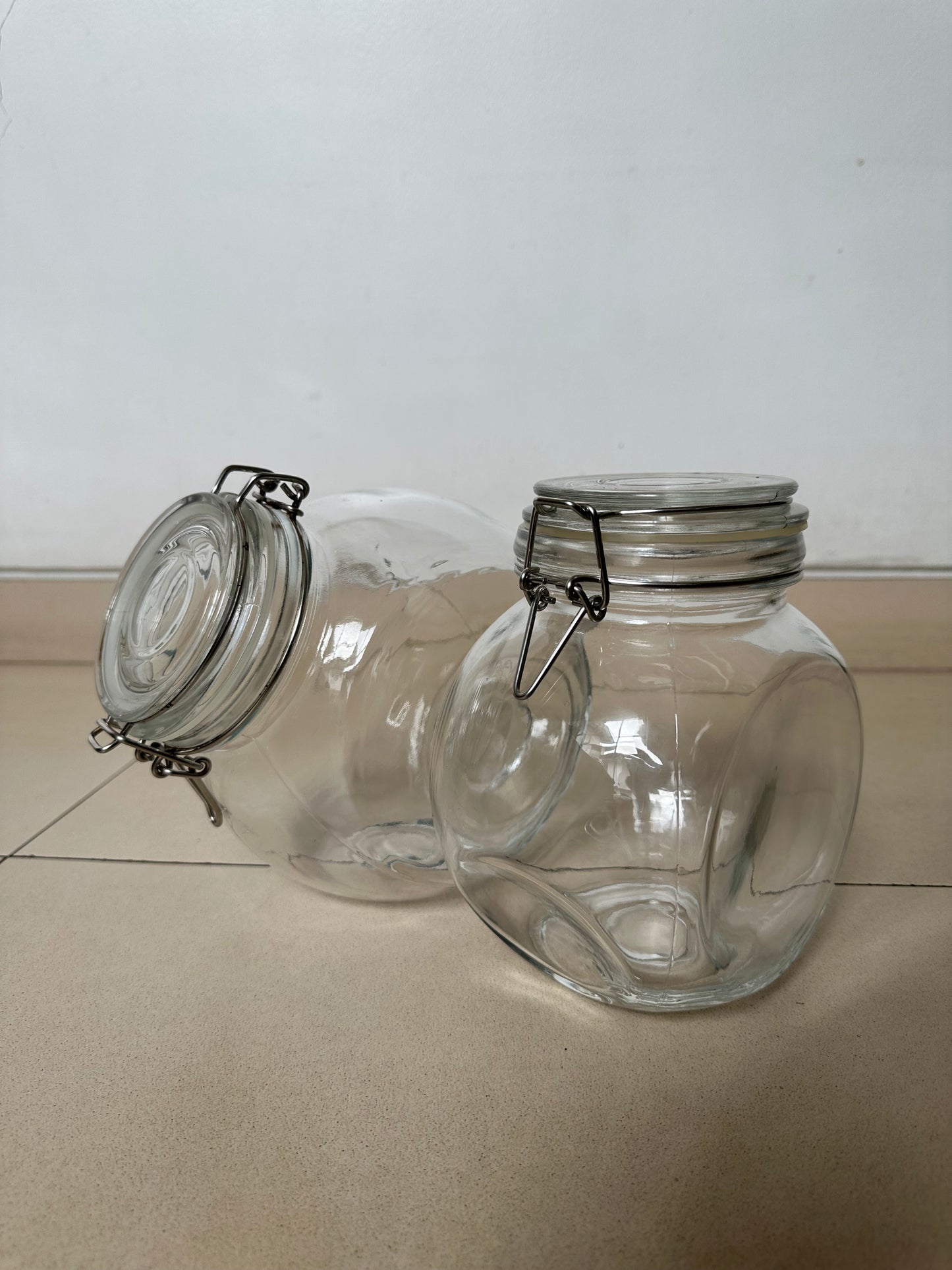 Glass Hermetic Slanted Cookie Jar - Large