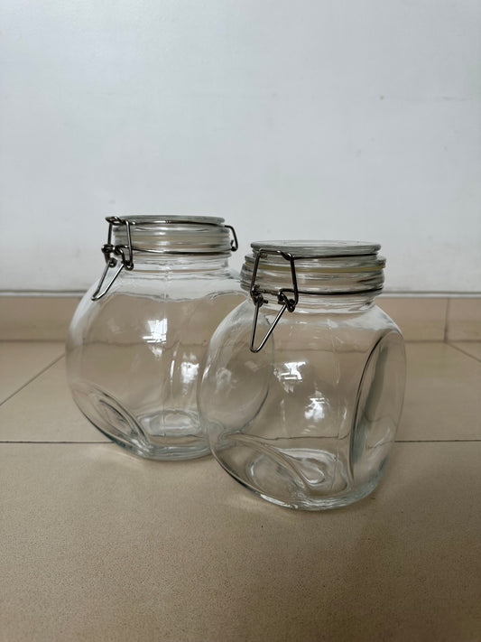 Glass Hermetic Slanted Cookie Jar - Large