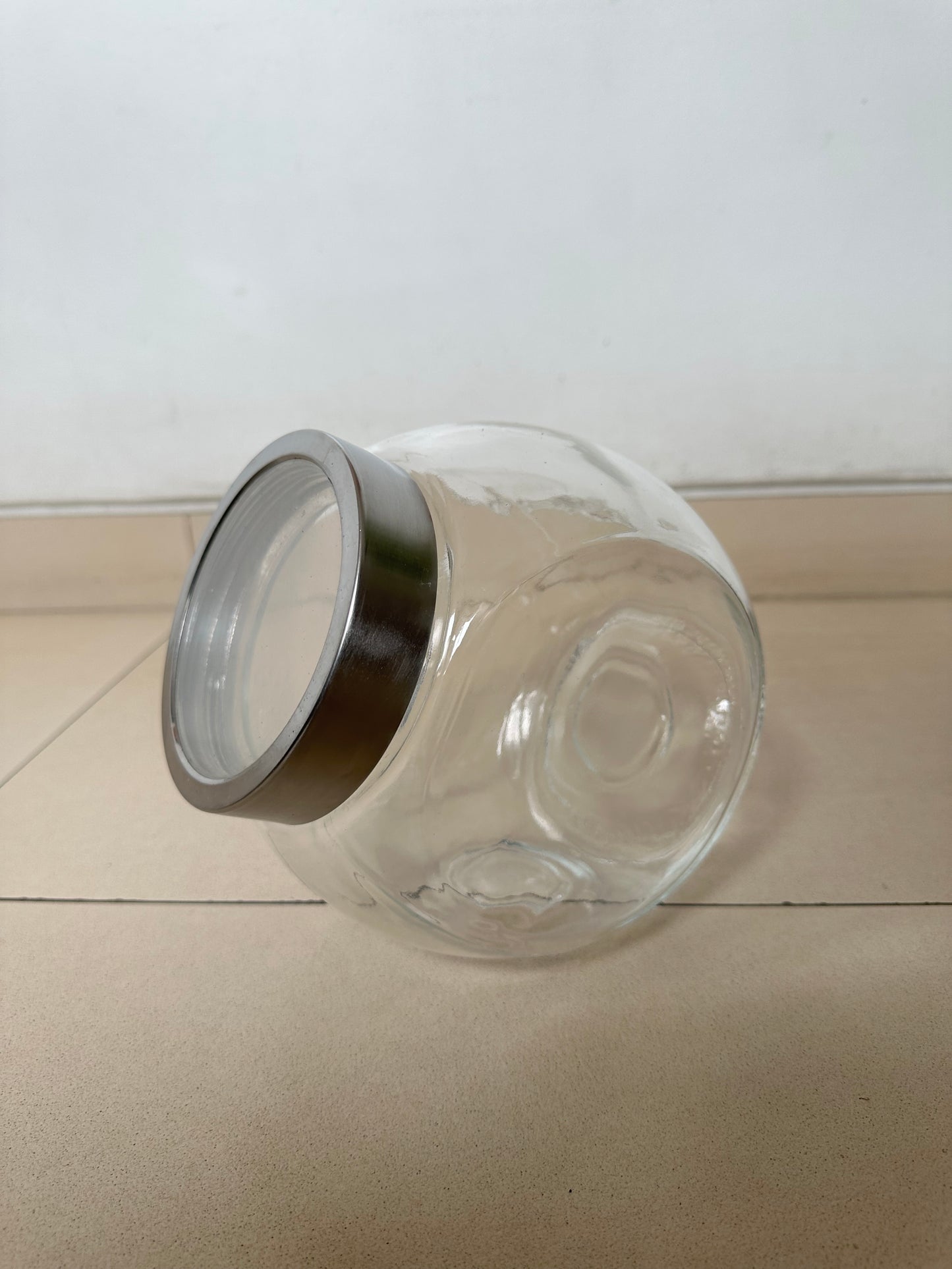 Glass Cookie Jar-Flat Slanted-Screw Lid