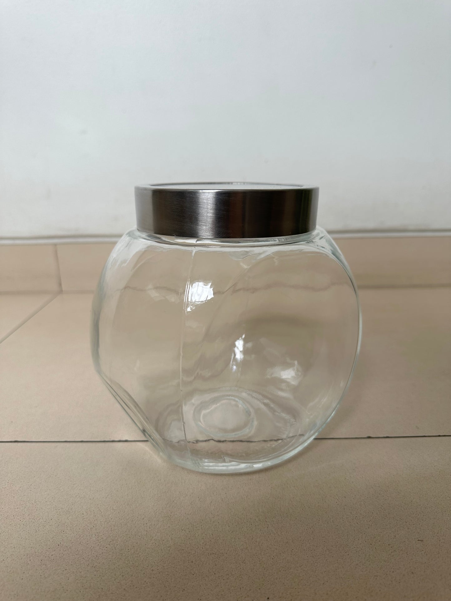 Glass Cookie Jar-Flat Slanted-Screw Lid
